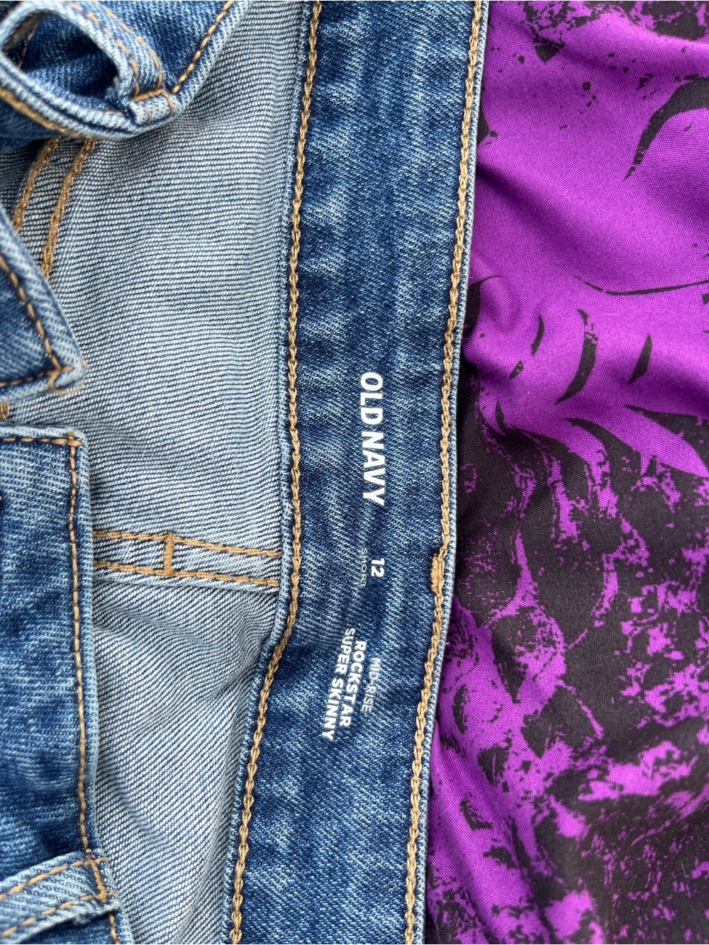 Old Navy Women's Blue Denim Jeans with Purple Accent